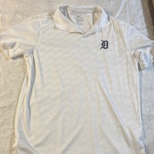 NIKE Detroit Tigers White Polo Shirt With OldEnglish D Logo. Size M.